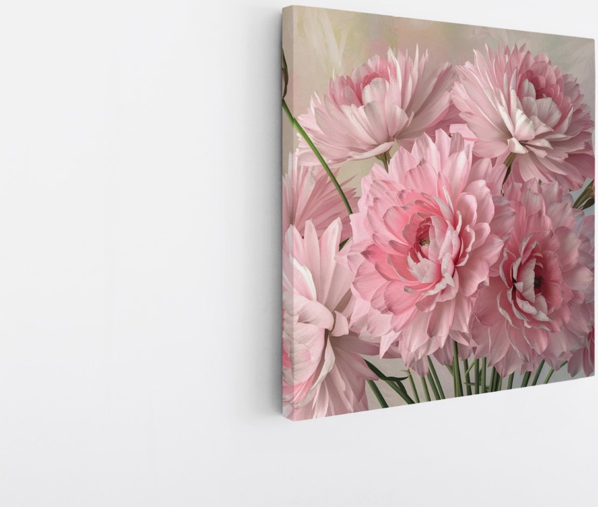 Saammp Canvas Schilderij - Roze - Bos Bloemen - Abstract - Natuur - 20x20 - Foto op canvas - Wanddecoratie - Muurdecoratie Woonkamer - Kantoor Decoratie Multicolor