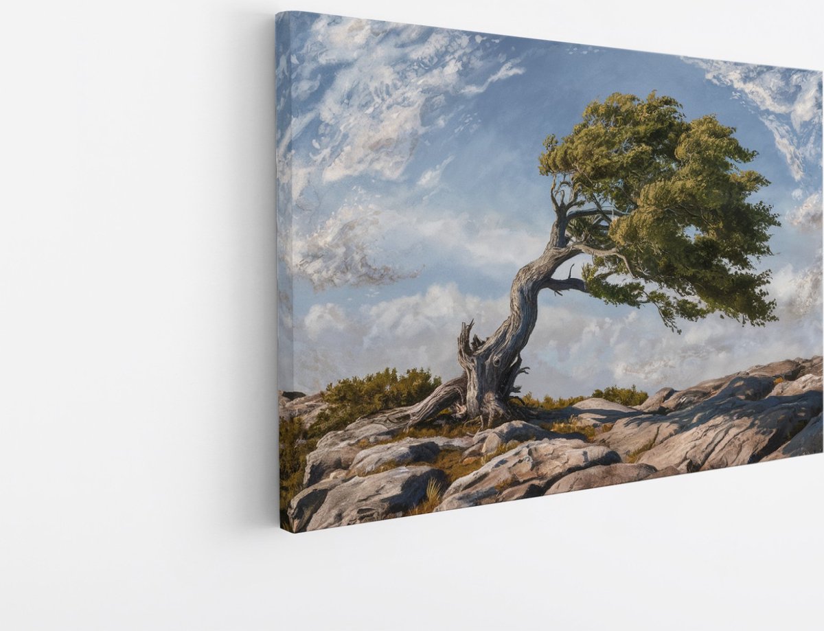 Saammp Canvas Schilderij - Vintage boom - Abstract - Landschap - Natuur - 60x40 - Foto op canvas - Wanddecoratie - Muurdecoratie Woonkamer - Slaapkamer decoratie - Canvas Print Multicolor