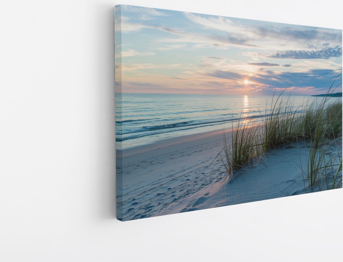 Saammp Canvas Schilderij - Zonsondergang - Strand en Zee - 40x30 - Foto op canvas - Wanddecoratie - muurdecoratie Woonkamer - Slaapkamer decoratie - Canvas Print Multicolor