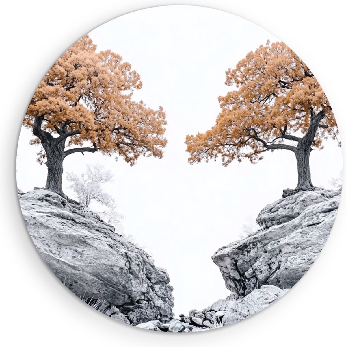 Saammp Muurcirkel Hout - Natuur - Rotsen - landschappen - Ø 70 - Wandcirkel - Wanddecoratie Cirkel - Muurdecoratie Woonkamer - Slaapkamer decoratie - Rond Schilderij