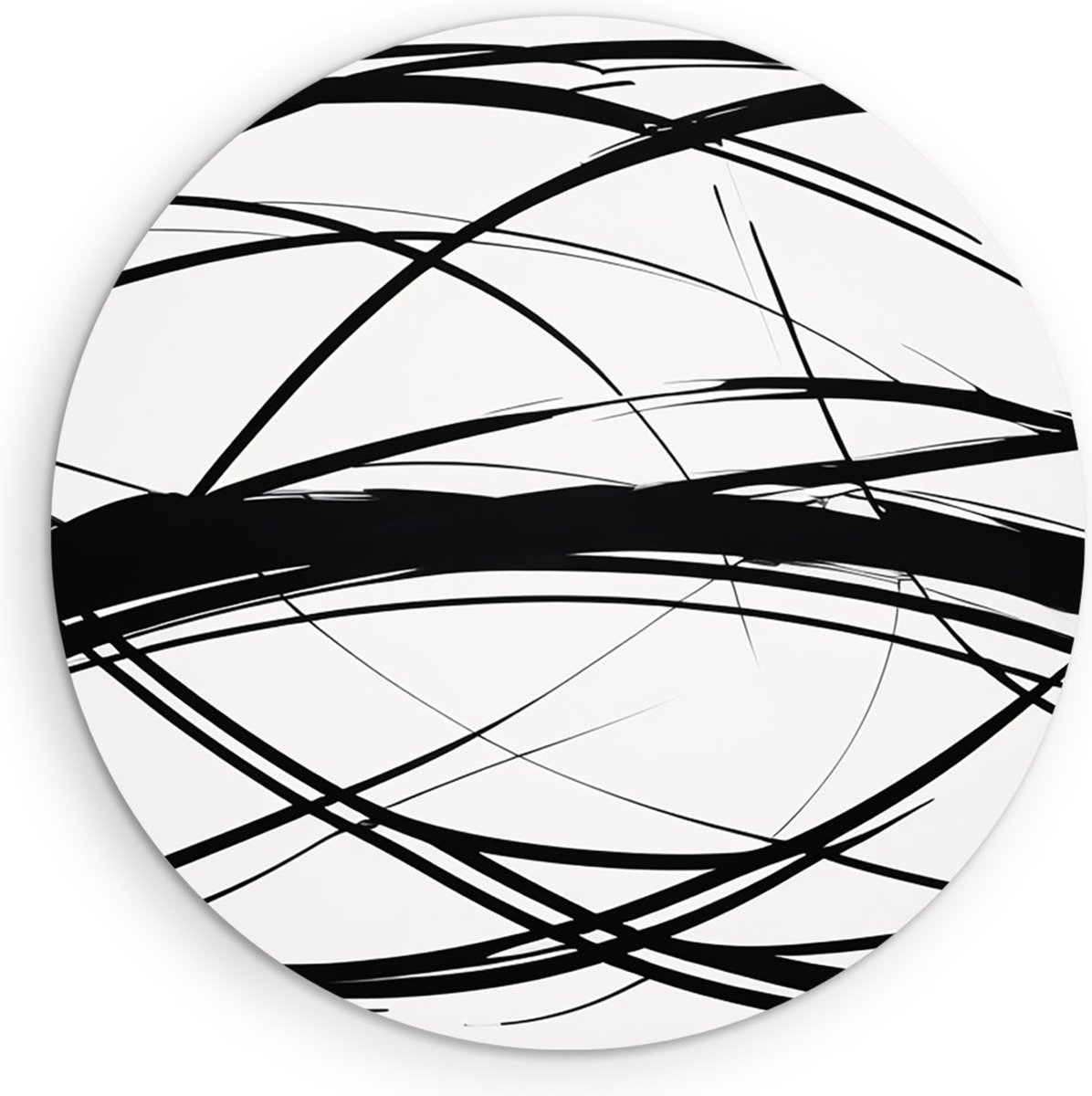 Saammp Forex Muurcirkel - Abstract - Geometrische Kunst - Zwart-Wit - Ø 90 - Wandcirkel - Wanddecoratie Cirkel - muurdecoratie Woonkamer - Slaapkamer decoratie - Rond Schilderij