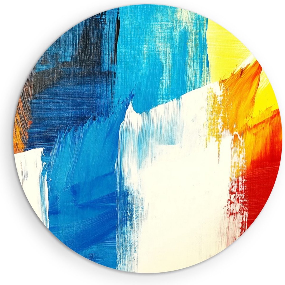Saammp Muurcirkel Hout - Kleurrijk geblokt - Abstract kunstwerk - Ø 30 - Wandcirkel - Wanddecoratie Cirkel - Muurdecoratie Woonkamer - Slaapkamer decoratie - Rond Schilderij