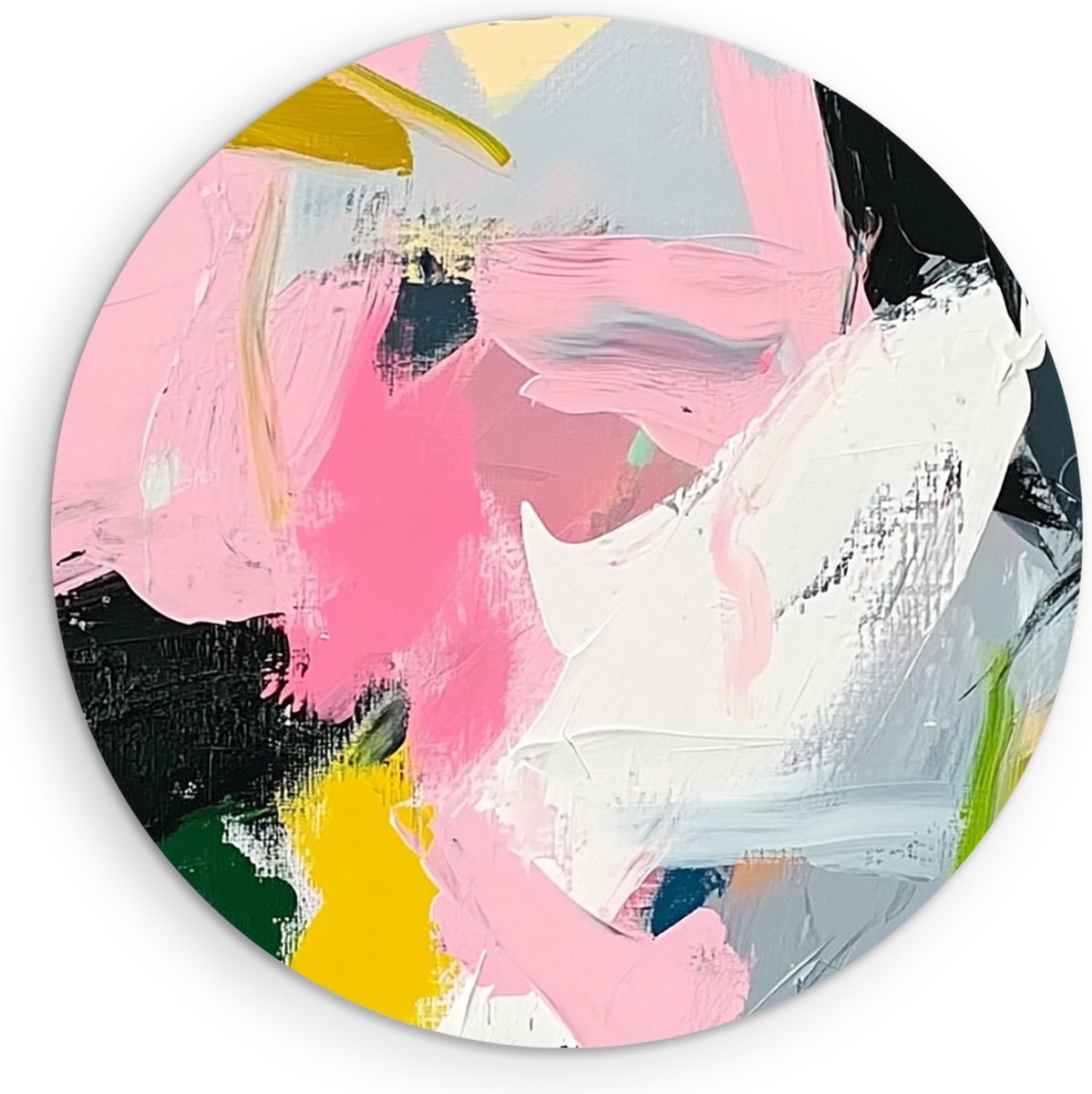 Saammp Muurcirkel Hout - Roze - Abstract kunstwerk - Ø 40 - Wandcirkel - Wanddecoratie Cir