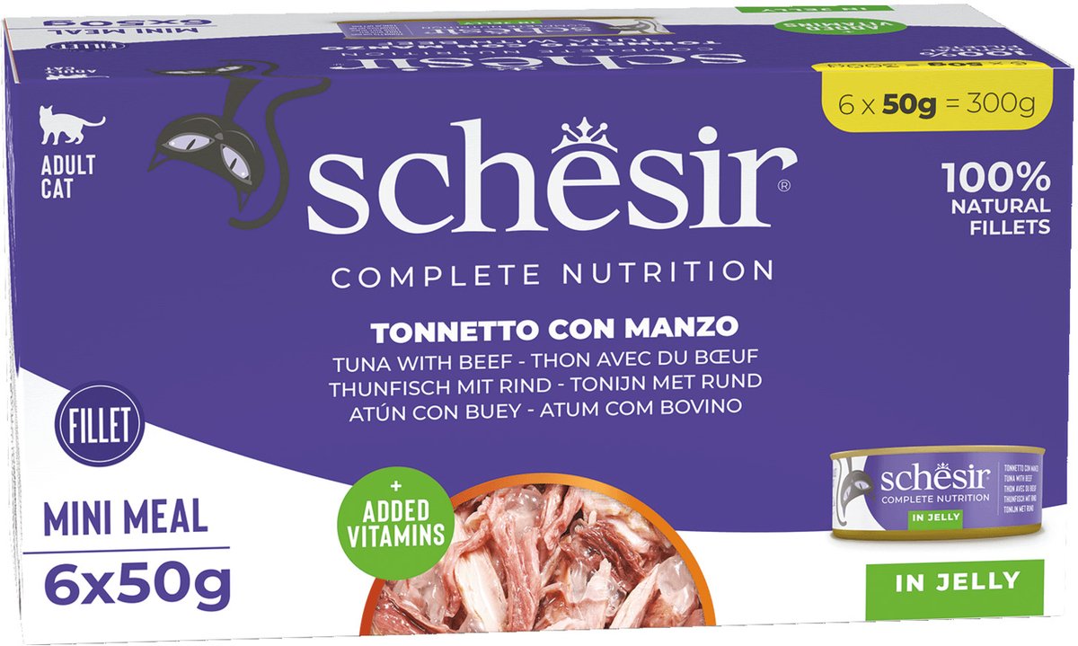 Agras Pet Foods Schesir - Multipak voor Katten - Mix Smaken - 24x50g - Geen Toevoegingen