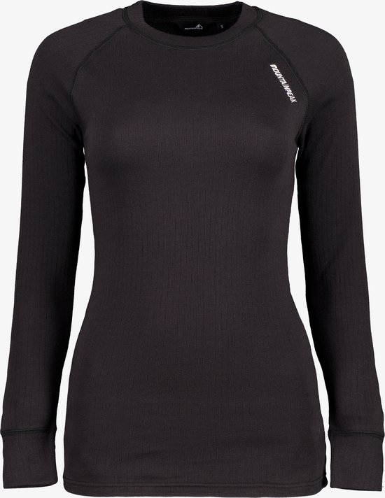 T-shirt thermique noir ajusté à manches longues avec logo MOUNTAINPEAK sur l'épaule.