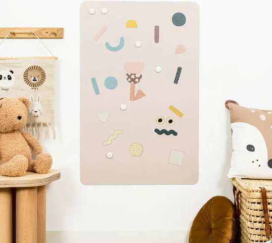 FERFLEX - Rechthoekige magneet bord - Beige Roze - Maat M - Magnetische puzzels - Flexibel magnetisch bord - Gekleurde coatings - magneetsticker - magneetbord kinderkamer - magneetbord speelgoed - memobord