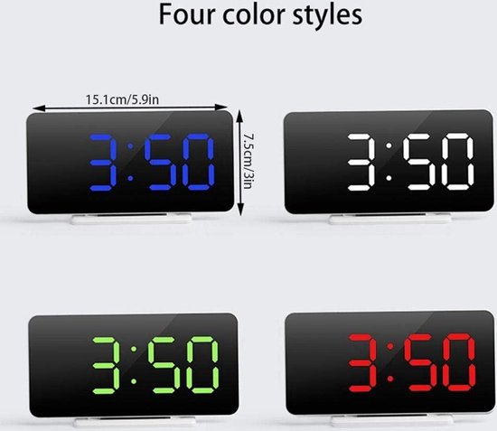 Kadimendium Gespiegelde digitale wekker, helder display LED-display