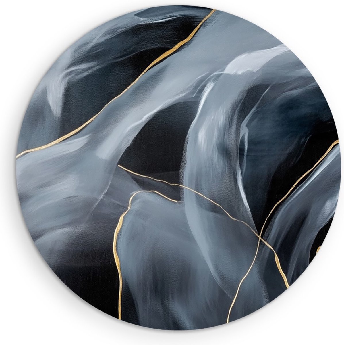 Saammp Forex Muurcirkel - Grijs - marmer - Goud - Abstract - Ø 30 - Wandcirkel - Wanddecoratie Cirkel - Muurdecoratie Woonkamer - Kantoor Decoratie