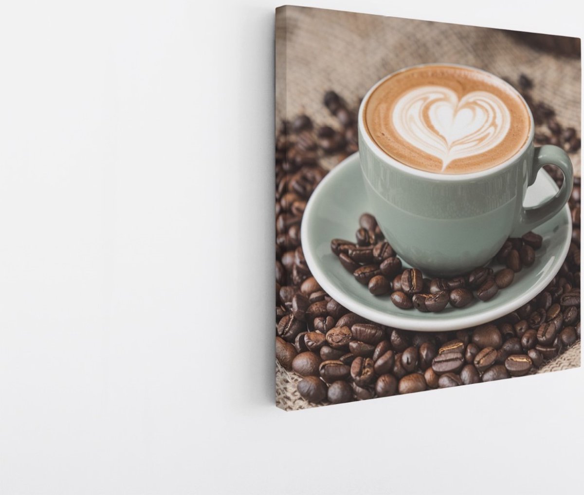 Saammp Canvas Schilderij - Kopje Koffie- Capuccino - 30x30 - Foto op canvas - Wanddecoratie - Muurdecoratie keuken - Slaapkamer decoratie - Canvas Print Multicolor