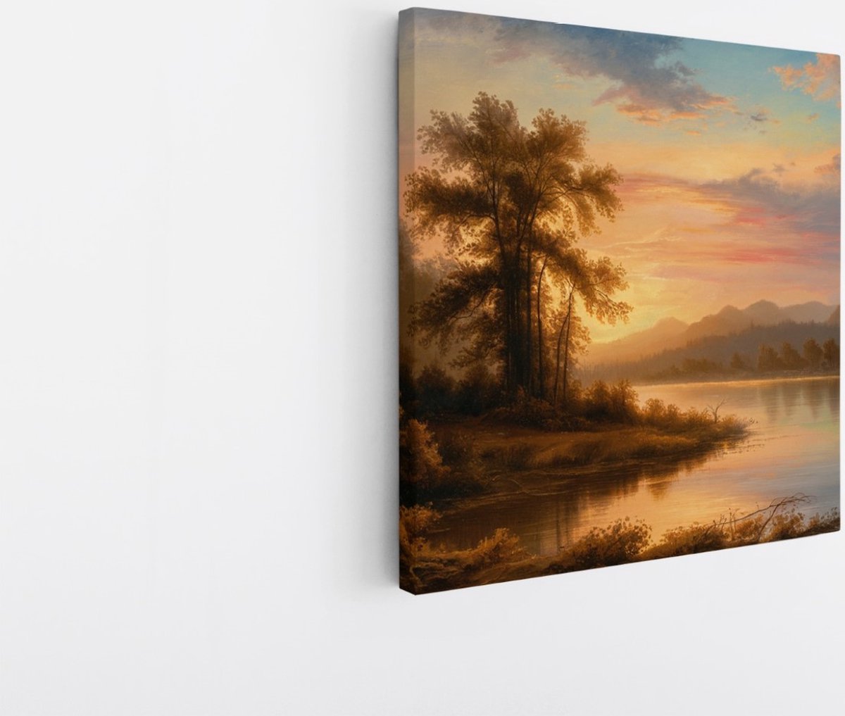 Saammp Canvas Schilderij - Abstract landschap - Bloemen - Natuur - 100x100 - Foto op canvas - Wanddecoratie - Muurdecoratie Woonkamer - Slaapkamer decoratie - Canvas Print Multicolor