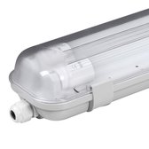 HOFTRONIC - LED TL armatuur 120cm - IP65 Waterdicht - Dubbel - Incl. 2x18 Watt LED TL Buizen (110lm/W) - 6000K Daglicht wit 860 - Flikkervrij - 30.000 branduren - 3 jaar garantie - RVS Clips