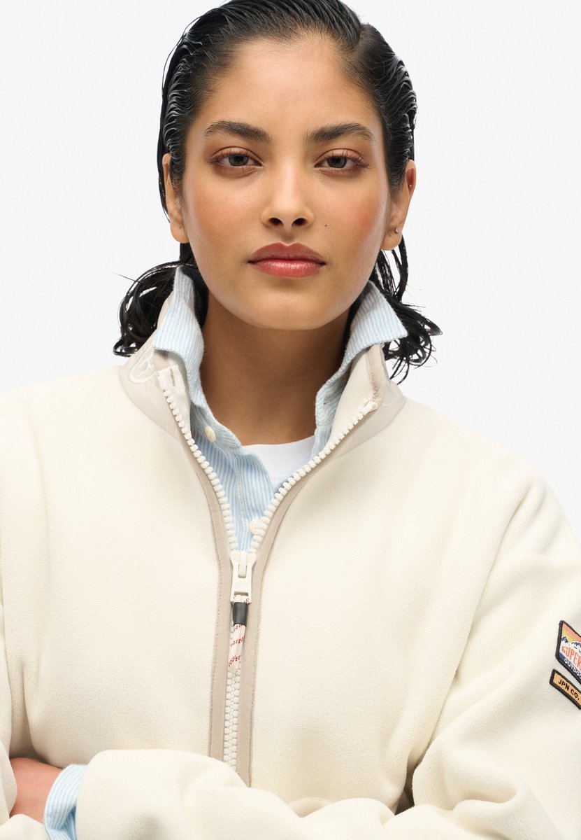 Superdry Active fleecetrui met halve rits Dames Truien Wit