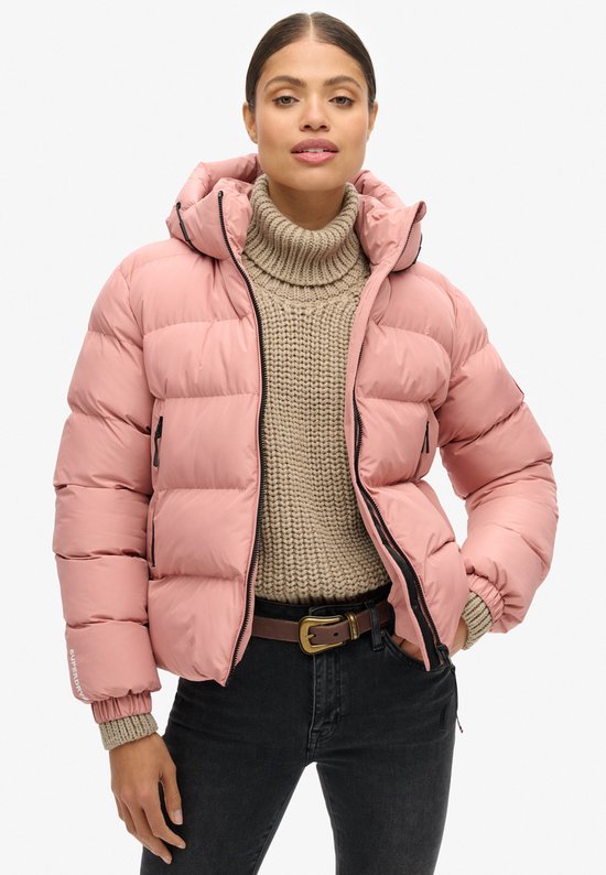 Superdry Hooded Sports Puffer Casual Winterjas Dames Roze XS/34
