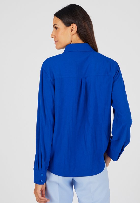 Damart - Effen blouse in reliëfstof - Dames - Blauw - 52