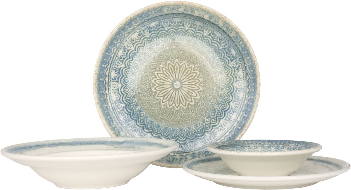 Bonna Serviesset (Large) - Rivus Ethnic/Line mix - 24 delig - 6 persoons - Porselein