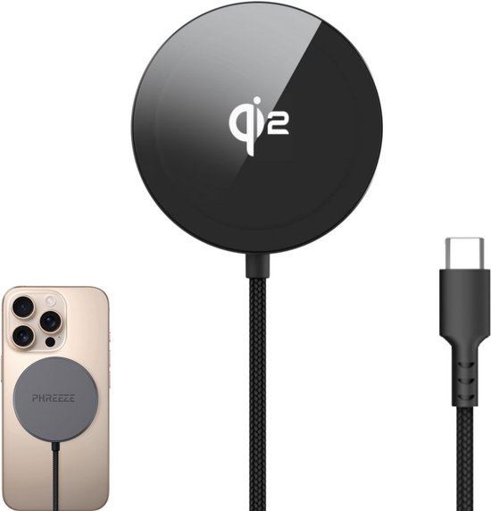 Qi2 Draadloze Oplader geschikt voor Apple iPhone 16, 15, 14, 13, 12 met MagSafe - Oplader Magnetisch - Snellader - Wireless Charger