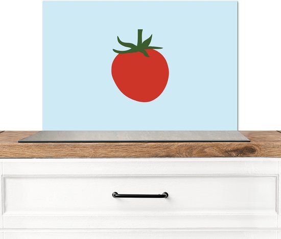 Crédence de Cuisinière en Aluminium 70x50 cm - Rouge - Tomate - Légume - Écran Pare-éclaboussures pour Plaque de Cuisson - Protection Murale