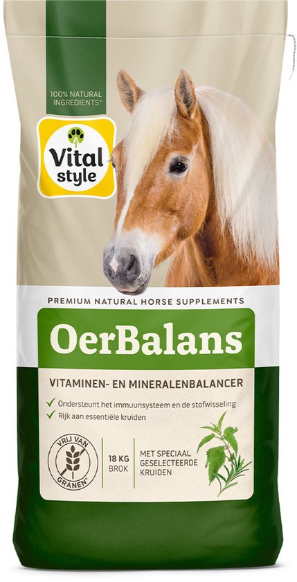 VITALstyle Oerbalans - Paarden Supplement - Brok - Dé Vitaminen- En Mineralenbalancer Met De Kracht Van De Natuur - Met o.a. Brandnetel & Mariadistel - 18 KG VITALstyle Oerbalans - Paarden Supplement - Brok - Dé Vitaminen- En Mineralenbalancer Met De Kracht Van De Natuur - Met o.a. Brandnetel & Mariadistel - 18 KG