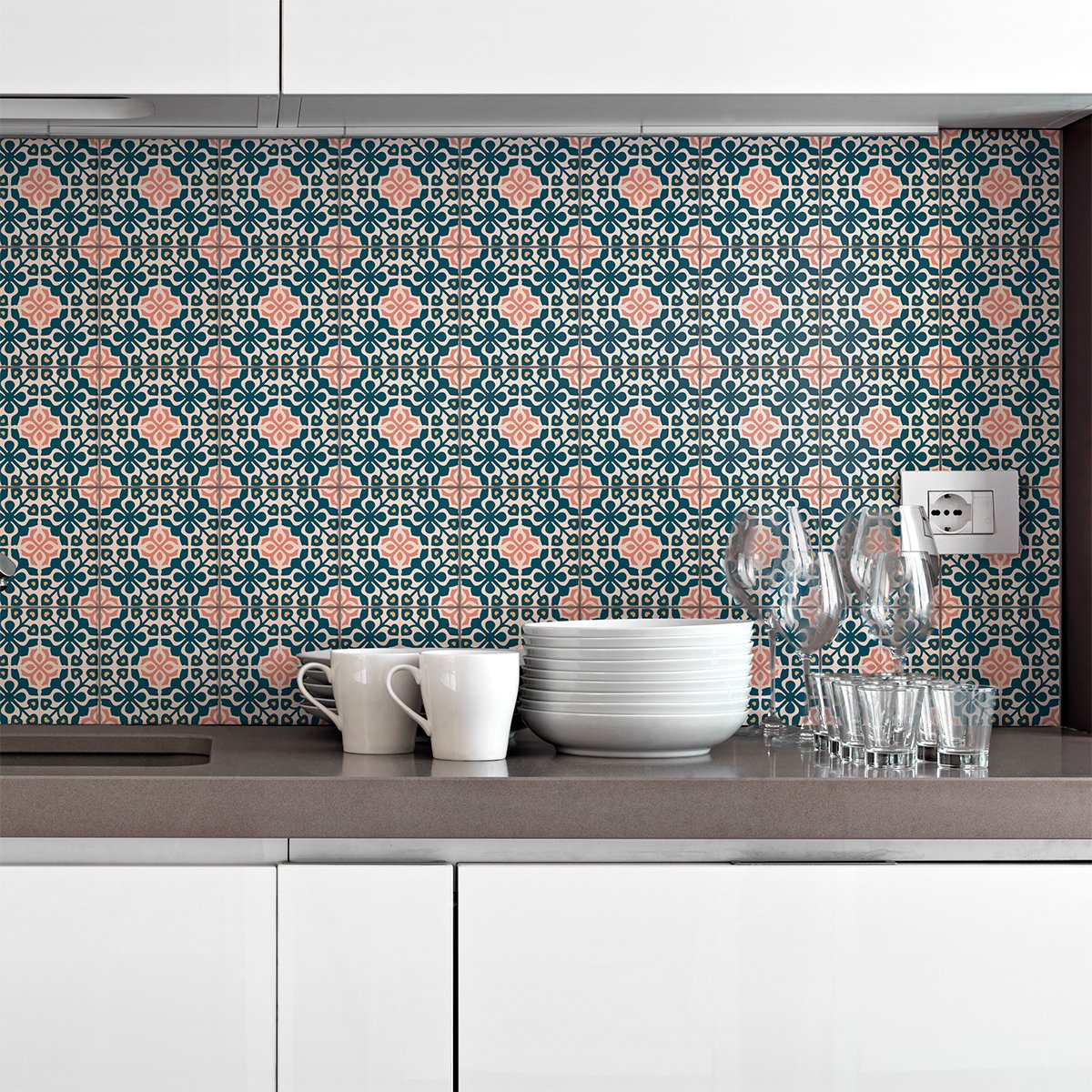 Ambiance Sticker Zelfklevende tegelmuurstickers voor keuken en badkamer - 30 Electra tegelstickers - 30 stickers 20x20cm Multi color