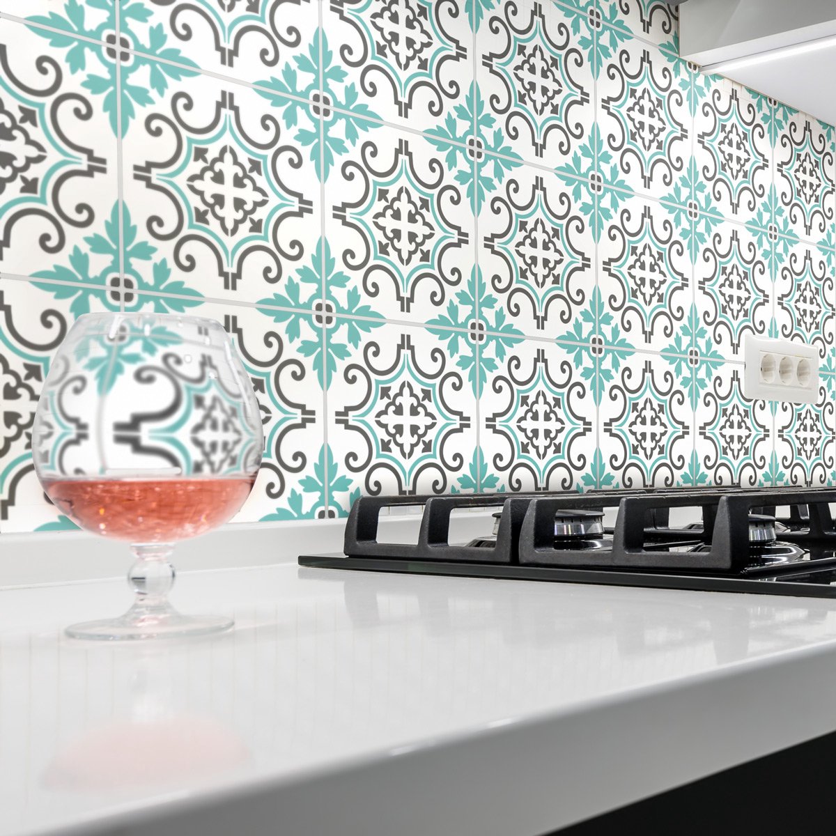 Ambiance Sticker Zelfklevende tegelmuurstickers voor keuken en badkamer - 60 Paco Azulejos cementtegelstickers - 60 stickers 20x20cm Multi color