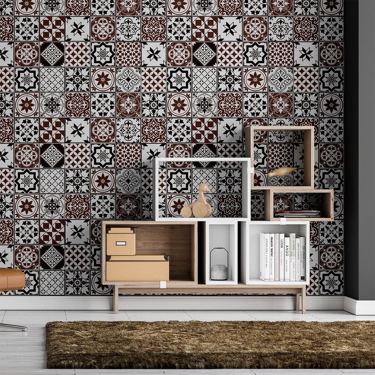 Ambiance Sticker Zelfklevende tegelmuurstickers voor keuken en badkamer - 24 Azulejos Aniliana tegelstickers - 24 stickers 15x15cm Multi color