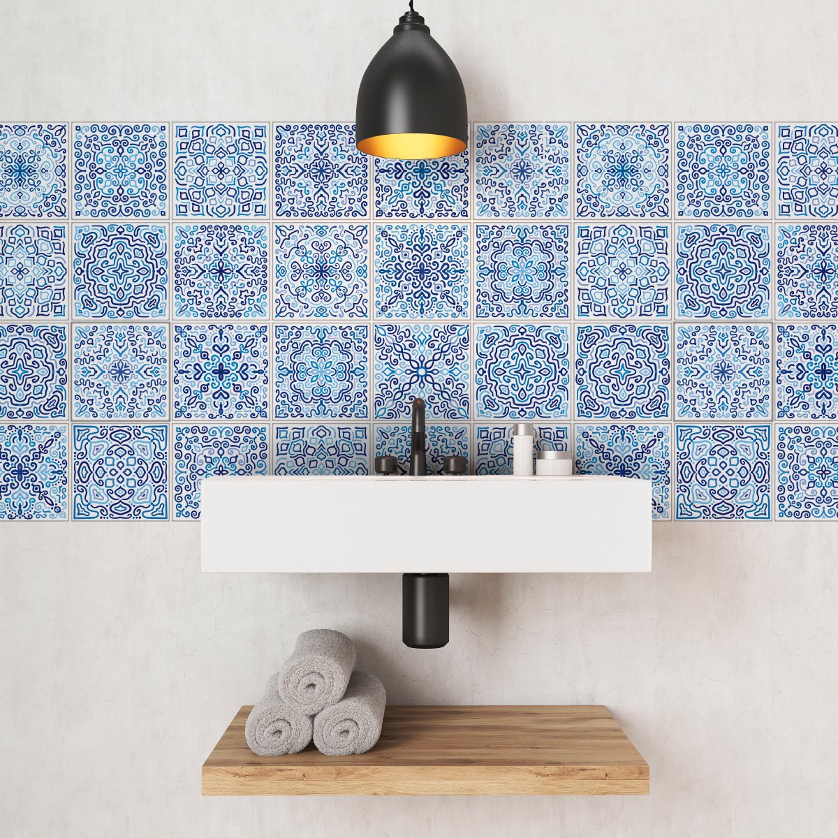 Ambiance Sticker Zelfklevende tegelmuurstickers voor keuken en badkamer - 24 Jeronimo Azulejo tegelstickers - 24 stickers 15x15cm Multi color