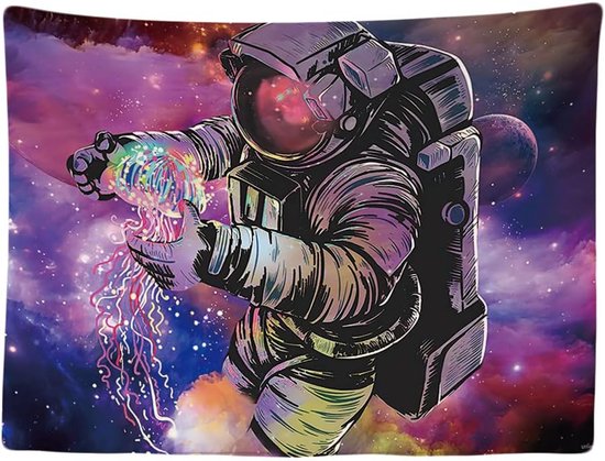 Wandkleed binnen - Wandtapijt - Astronaut - Zonnestelsel - Muurkleed - Wanddoek Stof - 200 x 150 cm - Wanddecoratie - Poster - Ulticool - Decoratie - Woonkamer - Kinderkamer - Slaapkamer - Cadeau - Tiener - Jongen - Meisje