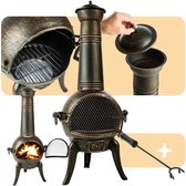 Bol.com tectake® Vintage Buitenterraskachel | Tuinhaard Tuinkachel van Gietijzer | Raketkachel Azteekse Kachel met Vonkenbescher... aanbieding