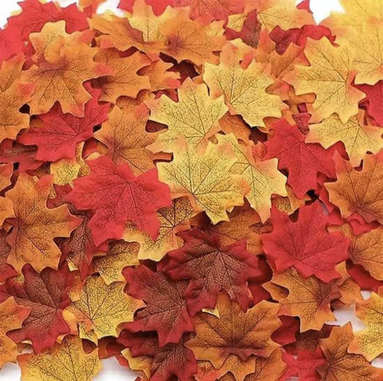 CHPN - Fausses feuilles - Décoration d'automne - Feuilles - Différentes couleurs - ±200 pièces - ±8CM de diamètre - Feuilles décoratives - Feuilles d'arbre - Automne - Décoration pour l'école