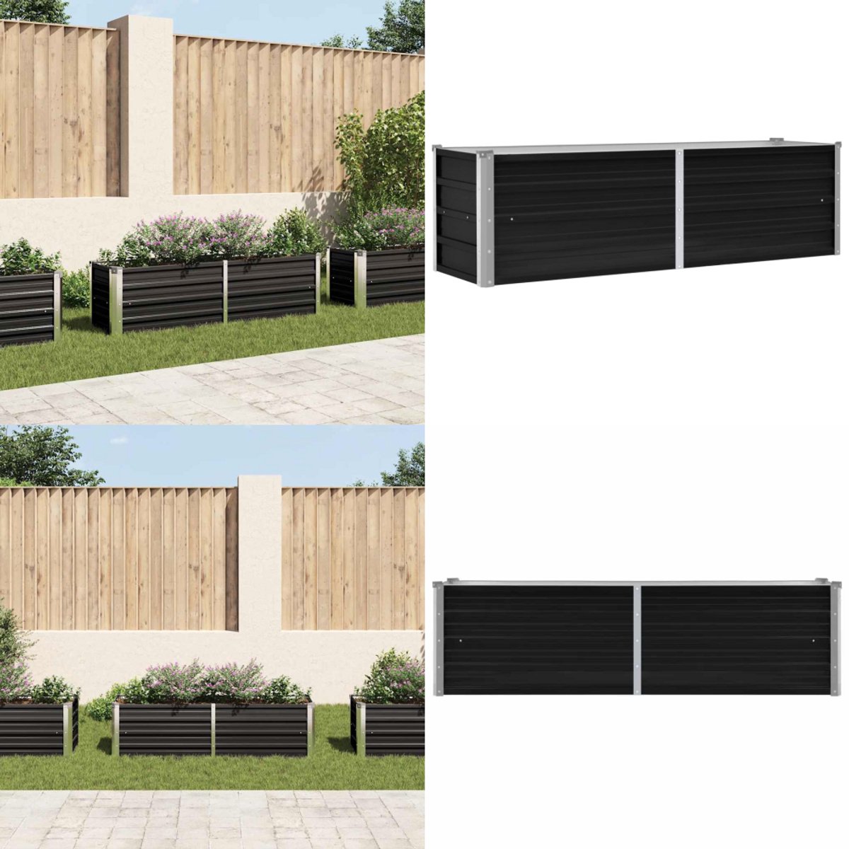 vidaXL Plantenbak verhoogd 160x40x45 cm gegalvaniseerd staal