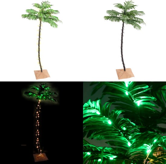 Kunstmatige palmboom met LED-verlichting - 96 LED's warmwit 180 cm - LED-boom - LED-bomen - Palmboom - Kunstplant