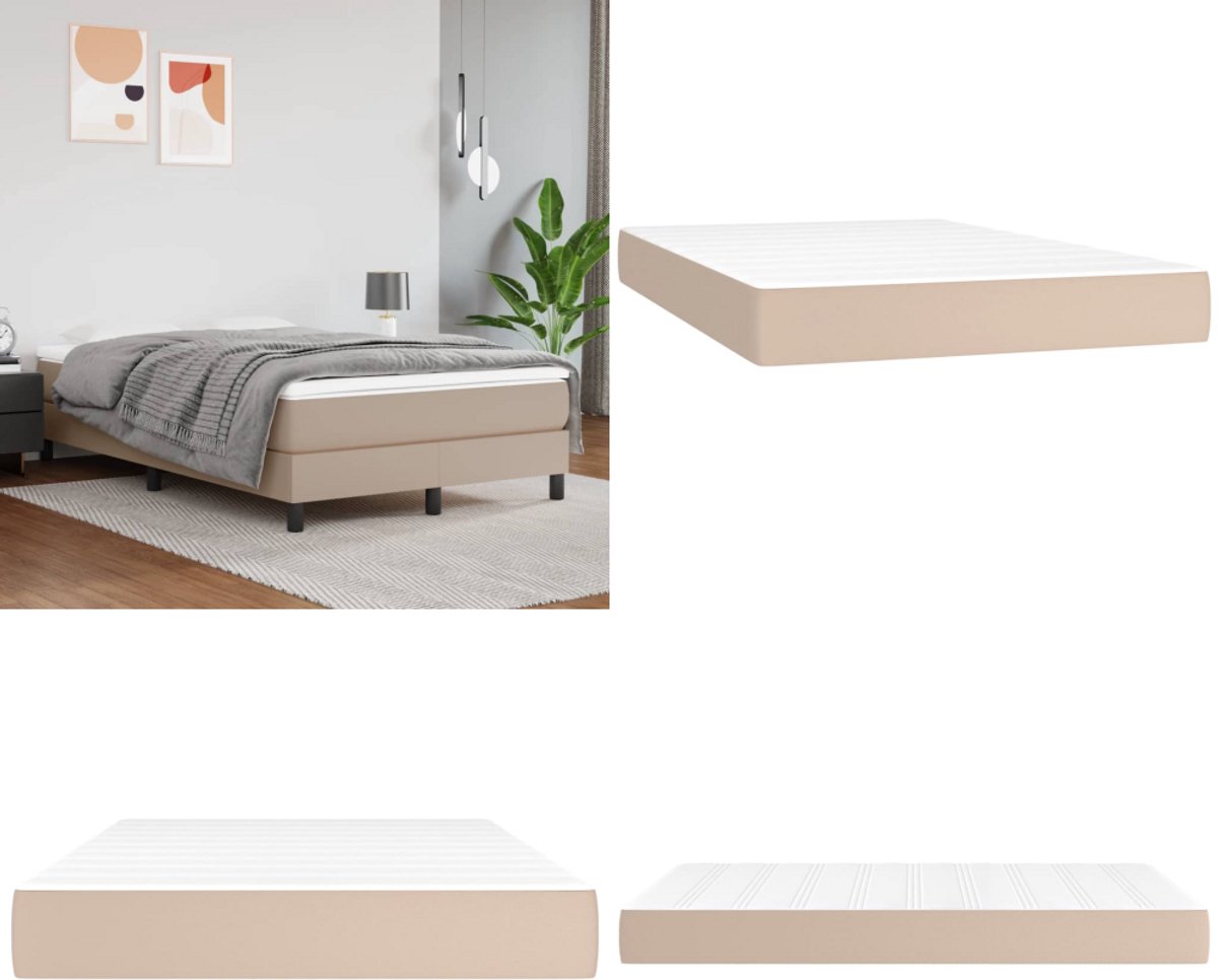 vidaXL Pocketveringmatras 120x200x20 cm kunstleer cappuccinokleurig - Pocketveringmatras - Pocketveringmatrassen - Matras - Pocketvering Matras