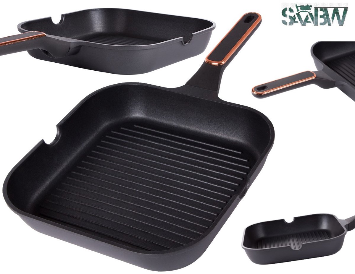 Anti-aanbak grillpan 28cm Premium anti-aanbak grillpan – Gelijkmatige warmteverdeling en eenvoudig schoonmaken – Perfect voor gezond en heerlijk koken - 41544