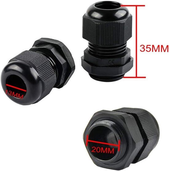 100 Presse-étoupes étanches IP68 En Nylon M20 X 1,5 - Pour Câbles 6-12mm | Idéal Bricolage, Armoires électriques, étanchéité Parfaite