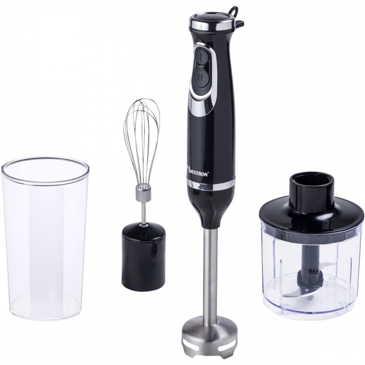 Bestron Staafmixer 600W - ASMS600 - 2 Snelheden - Incl hakmolen, mixer - Zwart