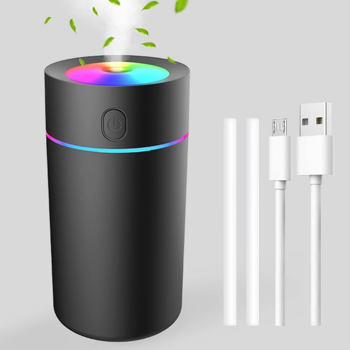 Draagbare Mini Luchtbevochtiger met 7 Kleuren Verlichting - Superstille USB Luchtbevochtiger voor Slaapkamer