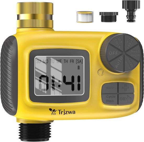 AQXONG Automatische Irrigatietimer – Watertimer Met LCD-scherm, Handmatige En Regenvertragingsmodus, Kinderslot, IPX5 Waterdicht, Voor Tuin, Gazon En Kassen