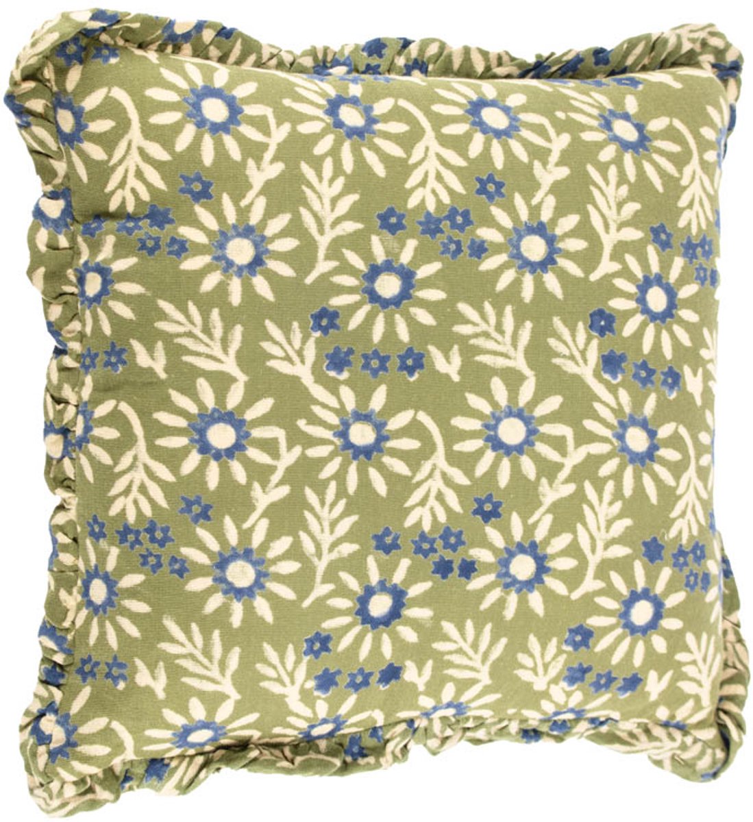 HomeBound by KY | Kussen floral met roezels smaragd | sierkussen bloem
