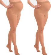 Mamsy - 2-Pack Comfortabele Sheer Zwangerschapspanty 20den - Cognac - L