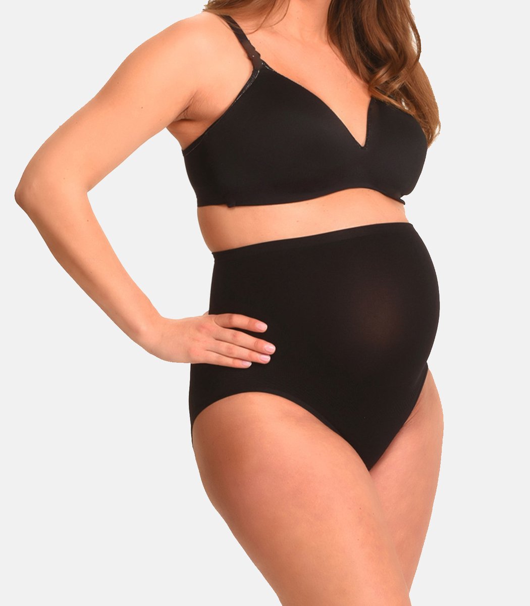 Mamsy - Seamless zwangerschaps Slip met shapewear effect - Zwart - XS/S