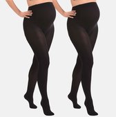 Mamsy - 2-Pack Opaque Zwangerschapspanty 60den - Zwart - L