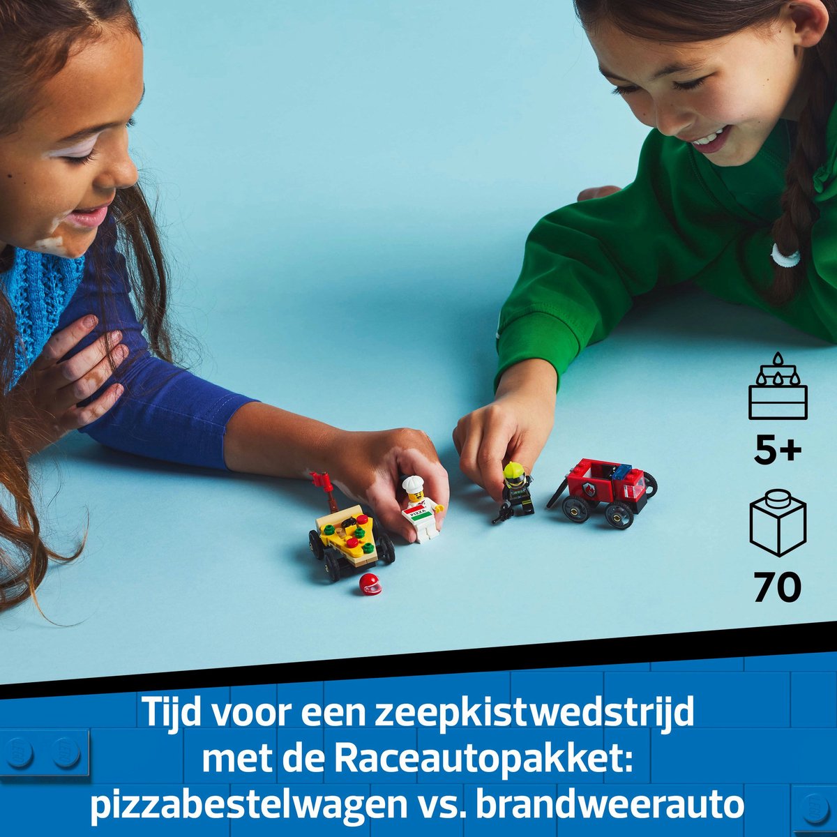 LEGO City Raceautopakket: pizzabestelwagen vs. brandweerauto thumbnail 2