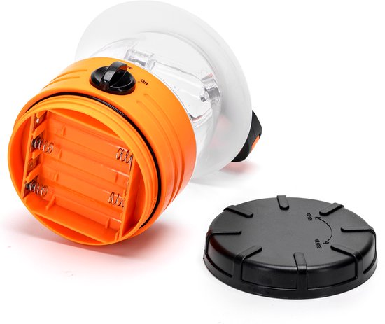 Noodlamp met Ophanghaak - LED Tentlamp op Batterijen (exclusief) - Daglichtwit licht - Oranje body - Camping & Noodverlichting van Merkloos — afbeelding 5