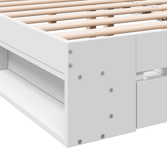 Cadre de lit vidaXL avec tiroirs en bois blanc 160 x 200 cm