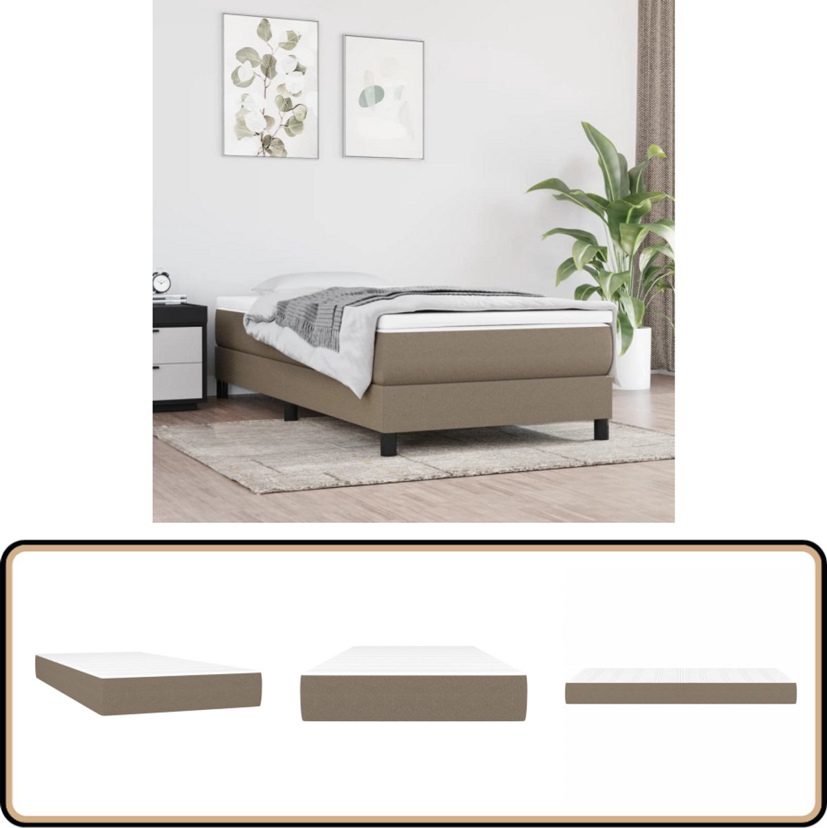 vidaXL Pocketveringmatras 120x190x20 cm Taupe Pocketveringmatras - Pocketveringmatrassen - Matras - Pocketvering Matras