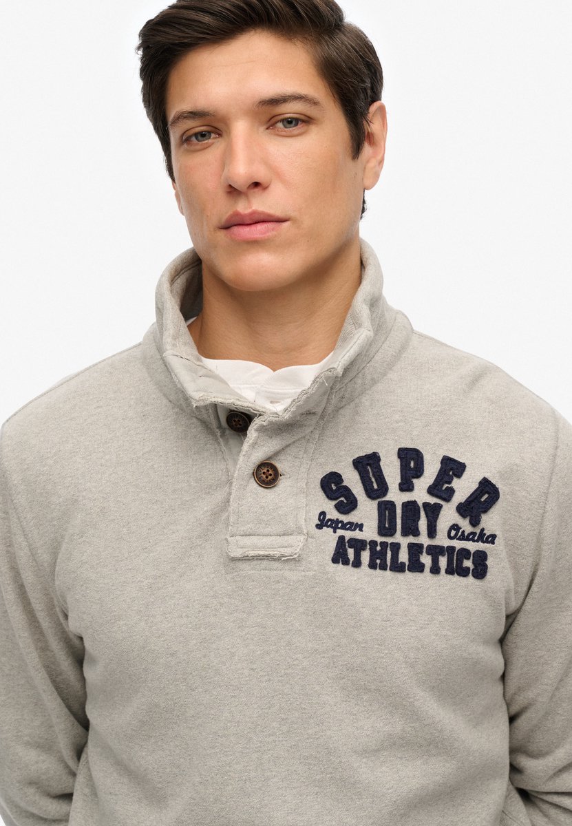 Superdry Vintage Athletic sweatshirt met halve knoopsluiting Heren Truien Grijs