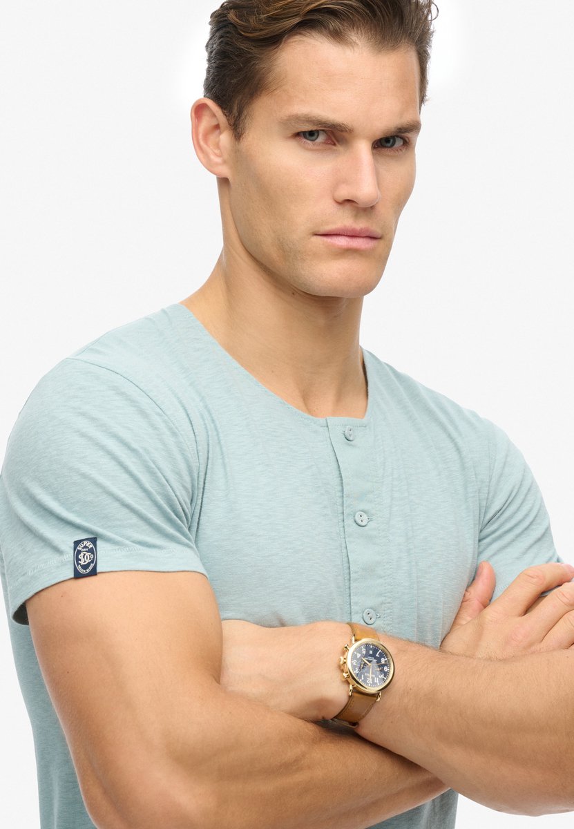 Superdry The Merchant Store Grandad-top met korte mouwen Heren Tops Blauw