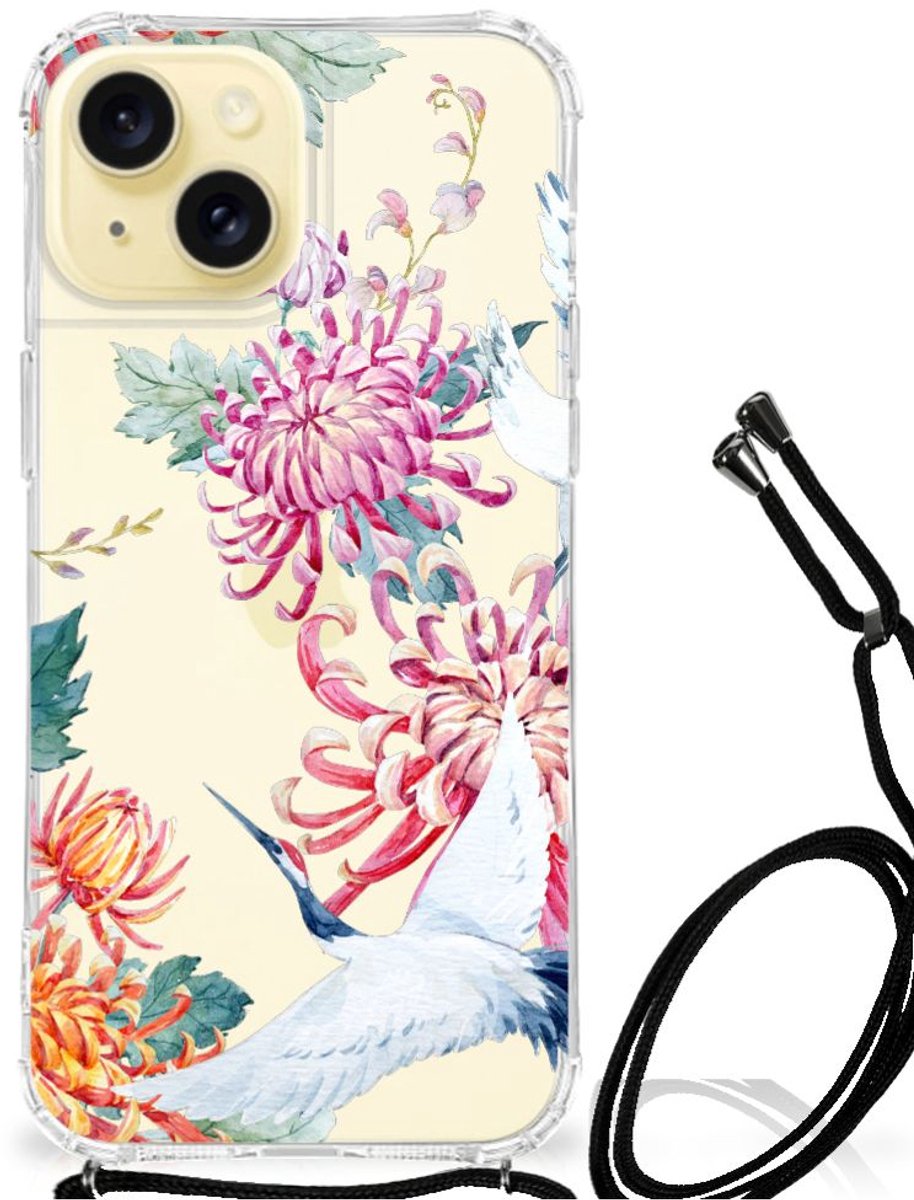 Apple iPhone 15 Case Anti-shock Bird Flowers