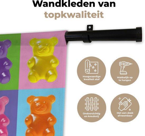 Wandkleed 120x80 cm - Wanddoek Art- Snoep - Kleurrijk - Wandtapijt - Wandkleden