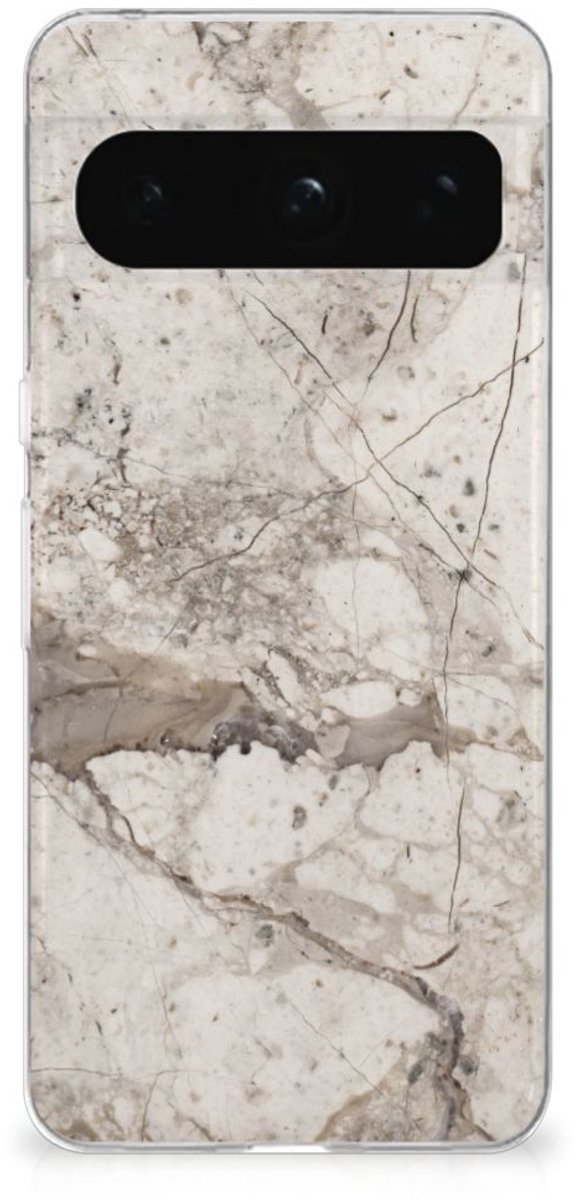 Google Pixel 8 Pro TPU Siliconen Hoesje Marmer Beige